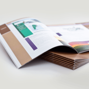 Stacked booklet with colorful pages designed by black label branding